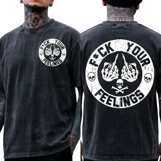 F*ck Your Feelings Skull Tee - Bold Statement Graphic T-shirt| Limited Edition Streetwear Casual Angel graphic tee shirts men