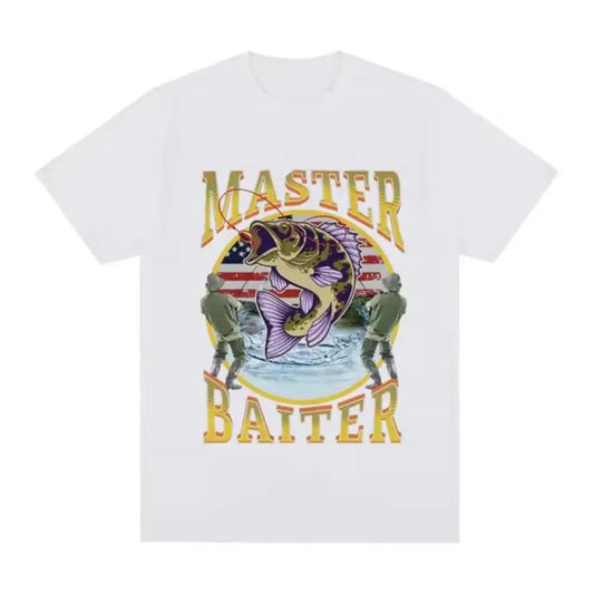 Funny Master Baiter Fishing Parody T-Shirt Summer Men Women Clothing Fashion T Shirts Cotton Short Sleeve Oversized T-shirt Tops, Menswear Tshirt