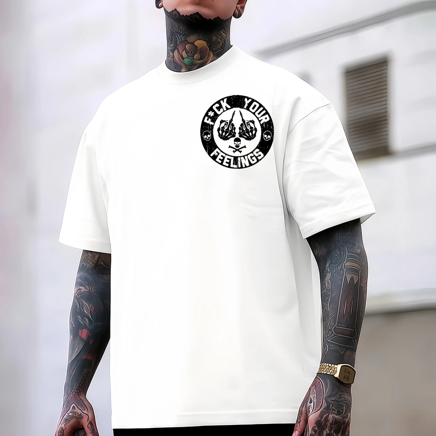 F*ck Your Feelings Skull Tee - Bold Statement Graphic T-shirt| Limited Edition Streetwear Casual Angel graphic tee shirts men
