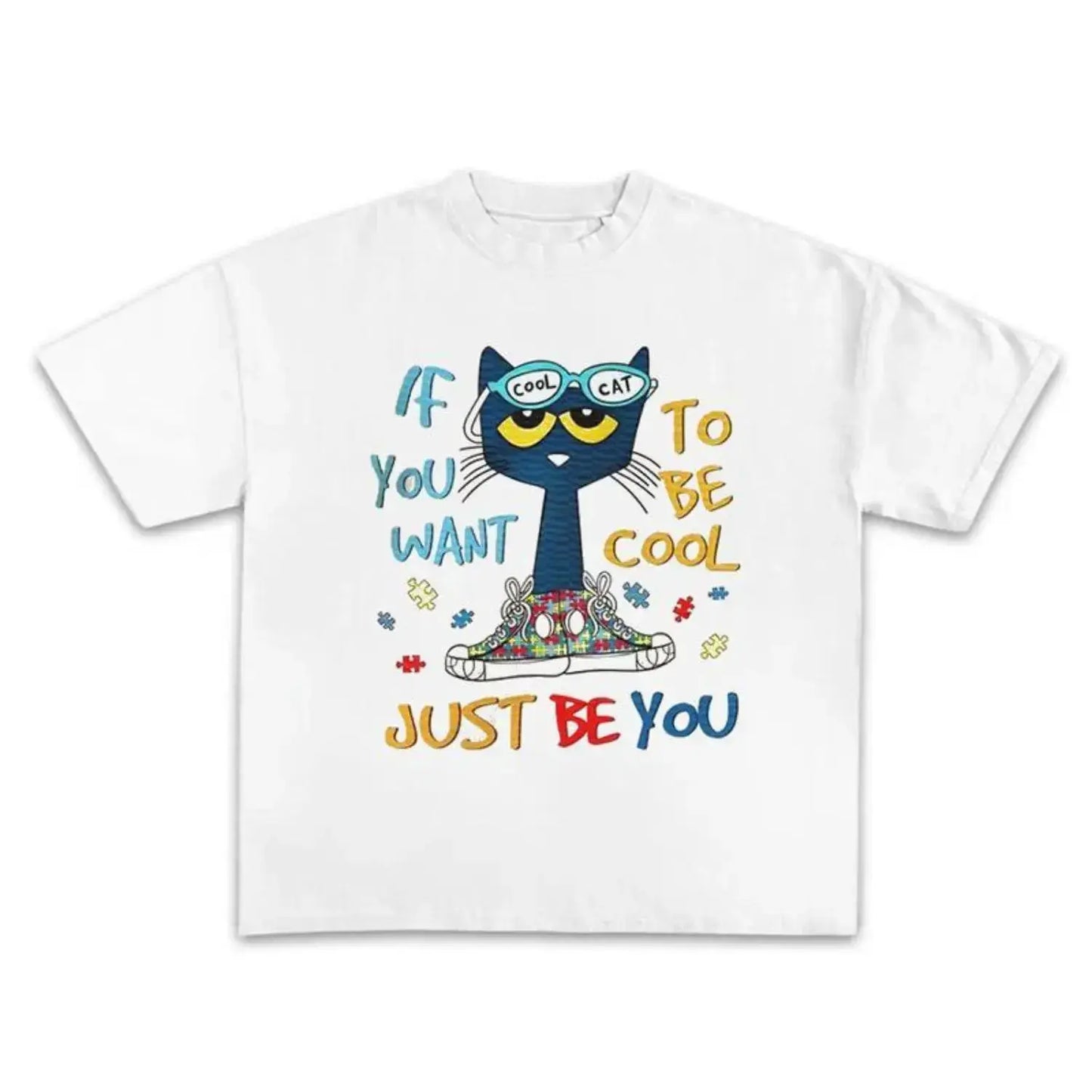 Pete The Cat Graphic Unisex Tee For Men And Women Featuring Cute Cartoon Character Design Perfect Gift For Childhood Memories Crewneck Short Sleeve Top