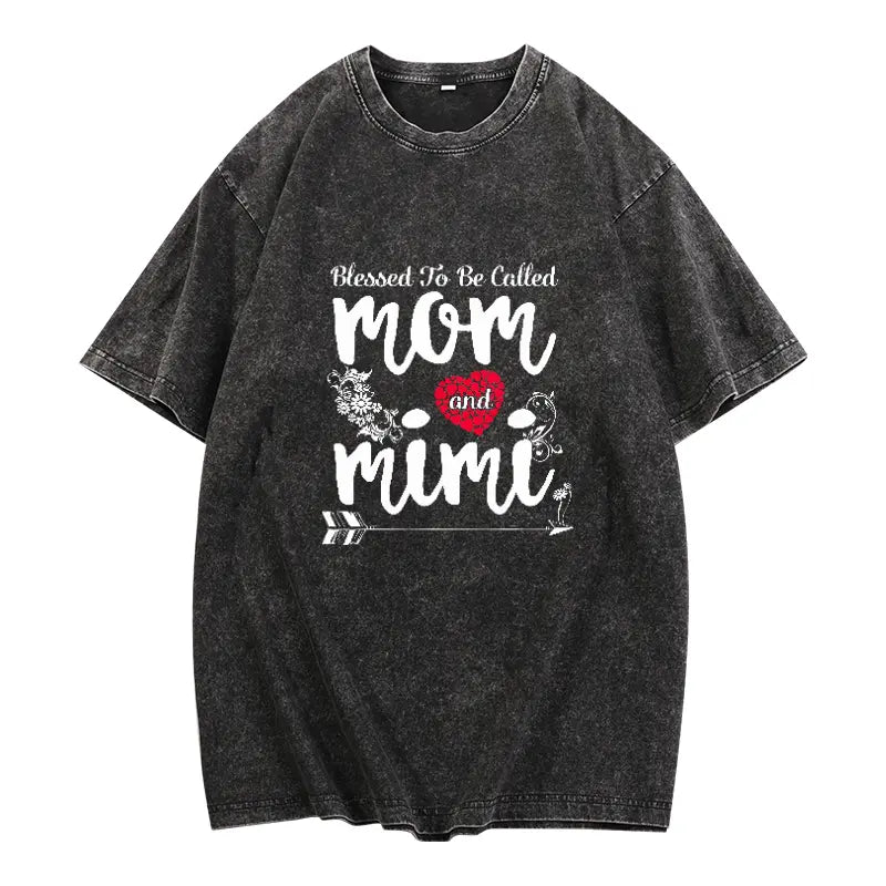 Called Mom And Mimi'S Blessing - Ladies Casual Pattern T-Shirt, Heart And Floral Design Short-Sleeve Top, Perfect Mother'S Day Gift for Spring And Summer, Daily T-Shirt| Loose Fit T-Shirt| Glossy Finish, Mother'S Day Gift for Mom